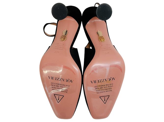 Décolleté Slingback Aquazzura Amore 95 in camoscio nero - vista 8