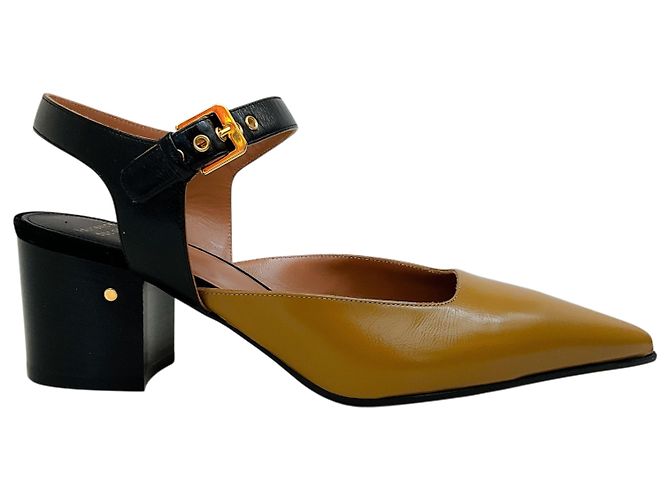 Laurence Dacade Camel / Black Leather Kane Ankle Strap Pumps - view 2