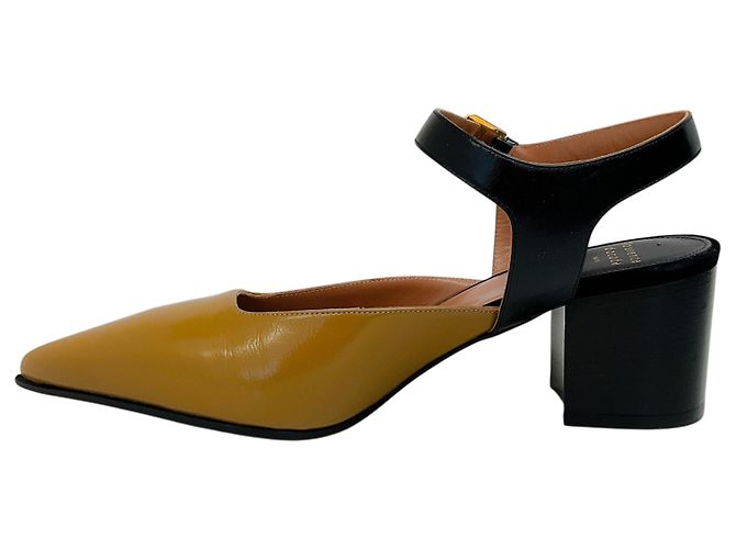 Laurence Dacade Camel / Black Leather Kane Ankle Strap Pumps - view 3