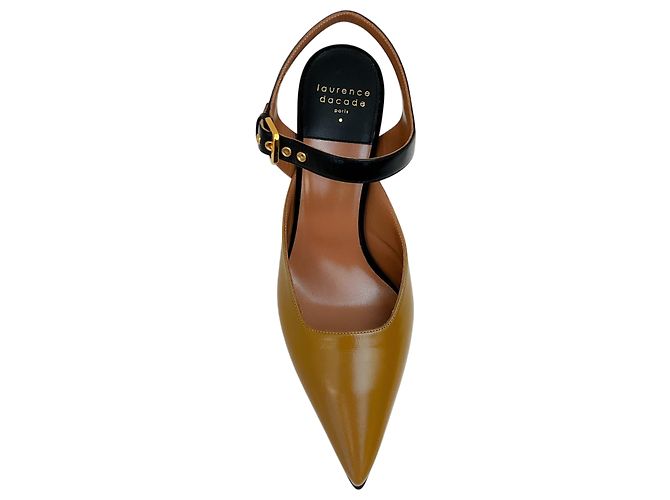 Laurence Dacade Camel / Black Leather Kane Ankle Strap Pumps - view 4
