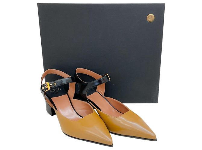 Laurence Dacade Camel / Black Leather Kane Ankle Strap Pumps - view 6