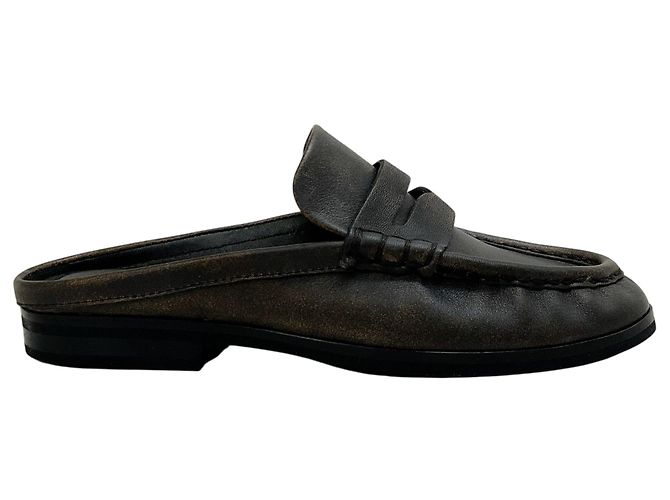Jonathan Simkhai Mules mocassini in pelle cioccolato distressed Simkhai Marrone - vista 2