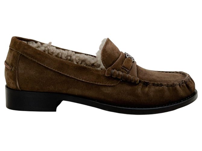 Casadei Mocassini Casade in camoscio marrone foderati in shearling - vista 2