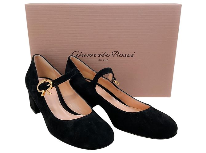 Décolleté Mary Ribbon in camoscio nero Gianvito Rossi - vista 6