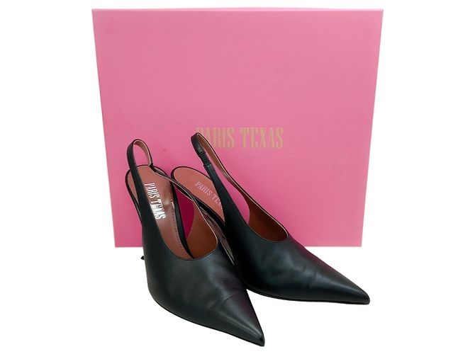Paris Texas Black / Silver Nina Slingback Wedge Pumps Nero - vista 6