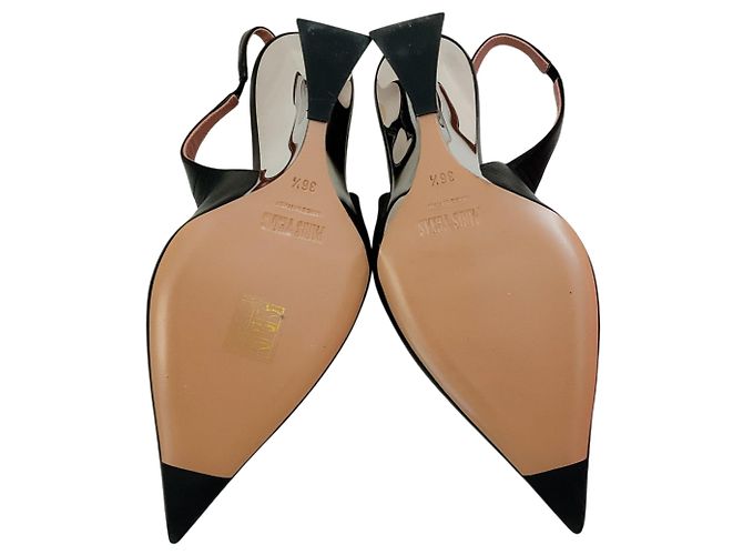 Paris Texas Black / Silver Nina Slingback Wedge Pumps Nero - vista 7