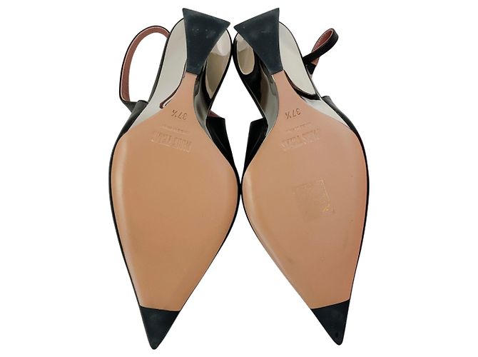 Paris Texas Black / Silver Nina Slingback Wedge Pumps Nero - vista 8