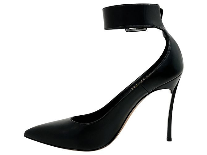 Casadei Black Leather Ankle Strap Blade Pumps - view 3