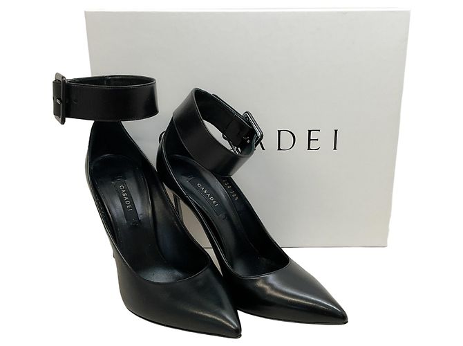 Casadei Black Leather Ankle Strap Blade Pumps - view 6