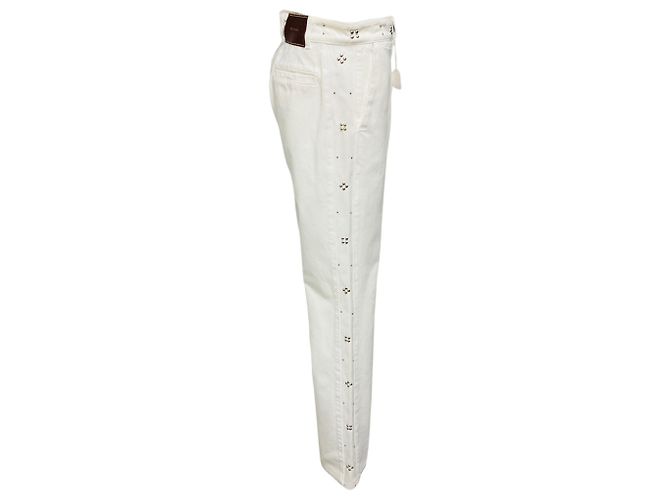 Autre Marque Wales Bonner Vaqueros Denim de Pata Recta Blancos / Detalle de Tachuelas Plateadas - vista 2