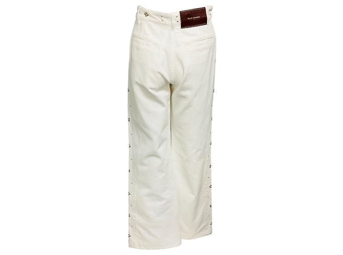 Autre Marque Wales Bonner Vaqueros Denim de Pata Recta Blancos / Detalle de Tachuelas Plateadas - vista 3