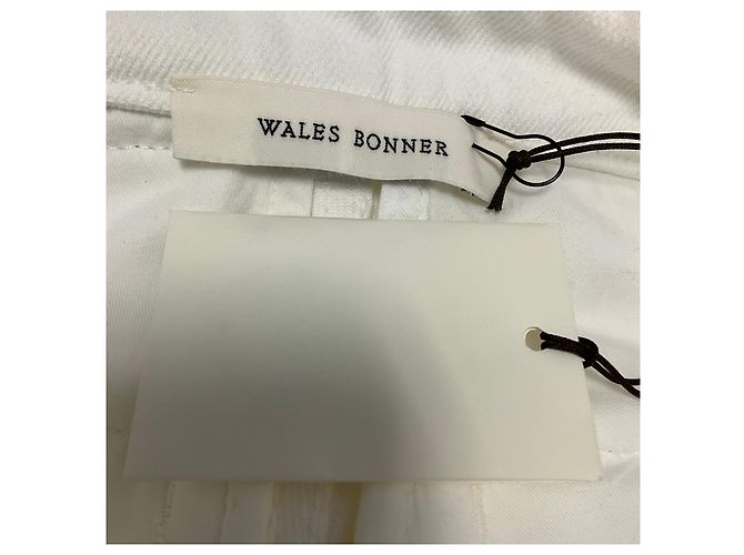 Autre Marque Wales Bonner Vaqueros Denim de Pata Recta Blancos / Detalle de Tachuelas Plateadas - vista 4