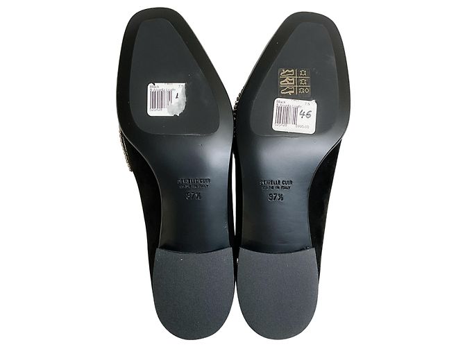 Mocassins Angela Laurence Dacade en daim noir avec nœud orné de cristaux - vue 7