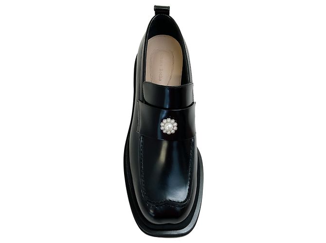Mocassini Simone Rocha in pelle lucida nera con decorazioni in perle Nero - vista 4