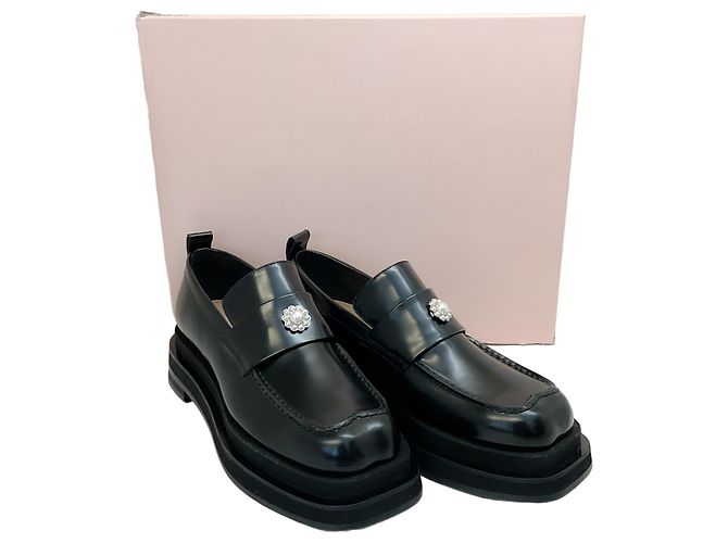 Mocassini Simone Rocha in pelle lucida nera con decorazioni in perle Nero - vista 6