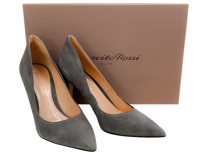 Décolleté Ellipsis 85 in camoscio grigio Gianvito Rossi - vista 6