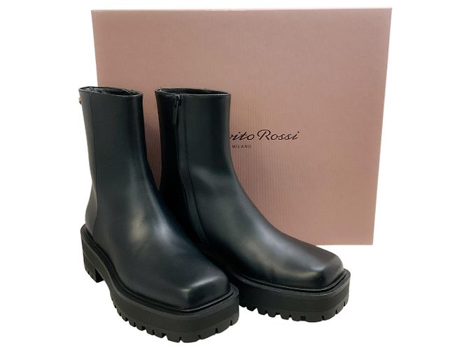 Botines Warner de punta cuadrada en cuero negro Gianvito Rossi - vista 6
