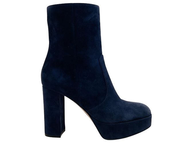 Stivaletti platform Portree in camoscio denim blu Gianvito Rossi Blu navy - vista 2