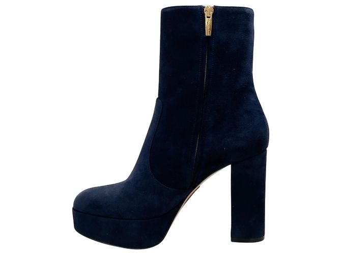 Stivaletti platform Portree in camoscio denim blu Gianvito Rossi Blu navy - vista 3