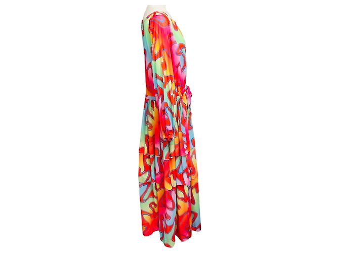 Autre Marque Molly Goddard Maxi-Kleid aus Mesh mit rotem Multidruck Mehrfarben - Ansicht 2
