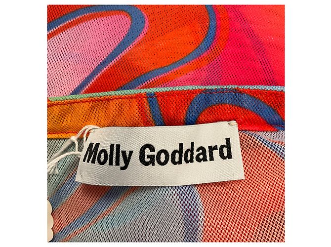 Autre Marque Molly Goddard Maxi-Kleid aus Mesh mit rotem Multidruck Mehrfarben - Ansicht 4