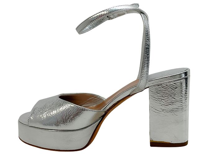 Sandali platform Jenna in pelle laminata argento Laurence Dacade - vista 3