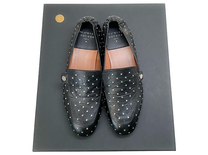 Mocassini Angela Laurence Dacade in pelle nera con borchie argentate Nero - vista 6