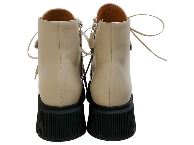 Botas de combate Kurt en cuero Grege Laurence Dacade Beige - vue 5