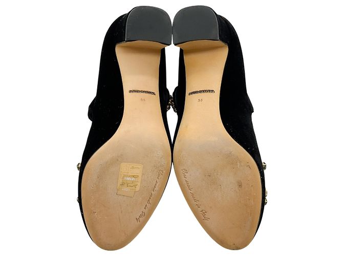 Décolleté Mary Jane Dolce & Gabbana in velluto nero con decorazioni multi cristallo - vista 6