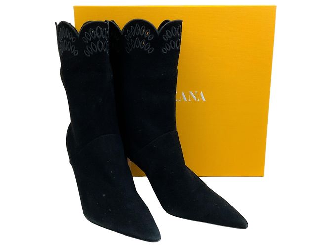 Designers Remix Arteana Stiefeletten aus schwarzem Wildleder mit Ösen - Ansicht 6
