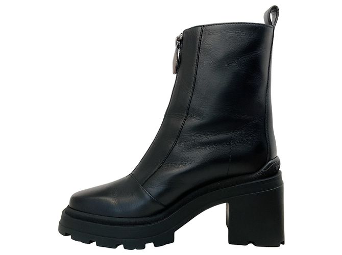 Jimmy Choo Black Smooth Leather Eugenie 80 Zip Front Booties - view 3