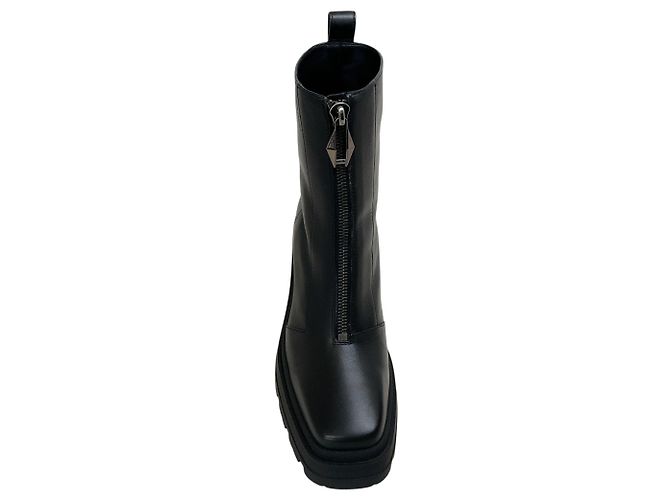 Jimmy Choo Black Smooth Leather Eugenie 80 Zip Front Booties - view 4