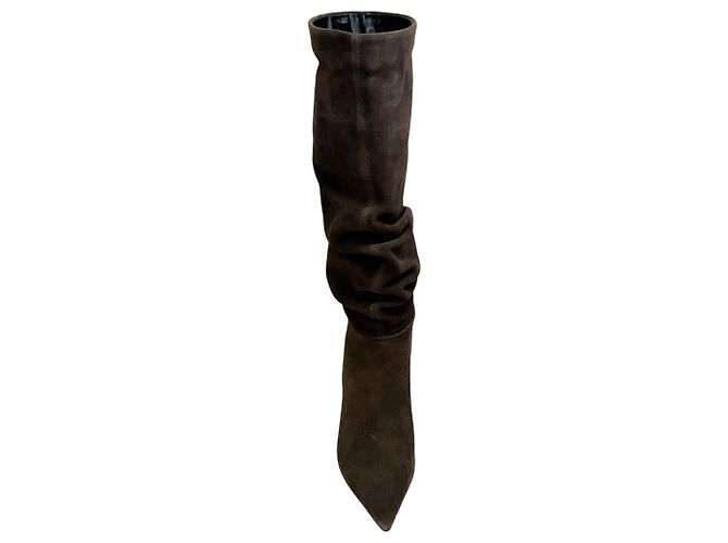 Jonathan Simkhai Botas slouchy Jordi de ante marrón Simkhai Castaño - vista 4