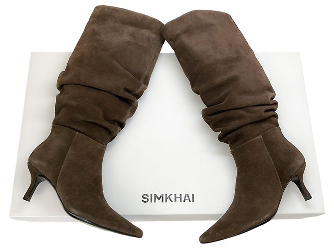 Jonathan Simkhai Botas slouchy Jordi de ante marrón Simkhai Castaño - vista 6