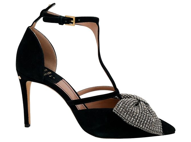 Décolleté Faye in camoscio nero Laurence Dacade con fiocco di strass - vista 2