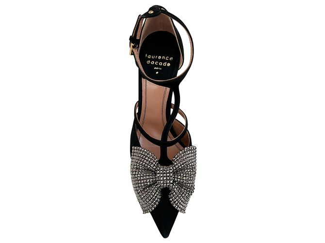 Décolleté Faye in camoscio nero Laurence Dacade con fiocco di strass - vista 4