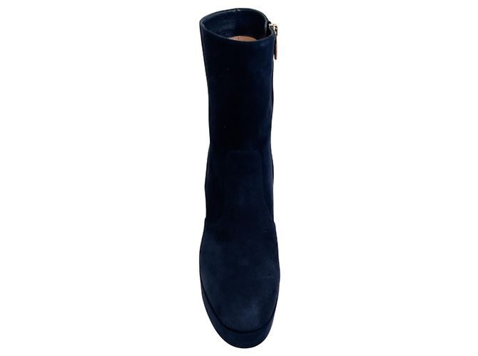 Stivaletti platform Portree in camoscio denim blu Gianvito Rossi Blu navy - vista 4