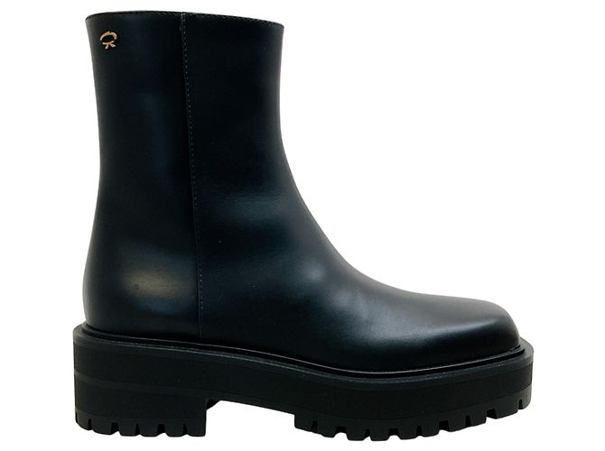Gianvito Rossi Warner Stiefeletten aus schwarzem Leder mit quadratischer Kappe - Ansicht 2