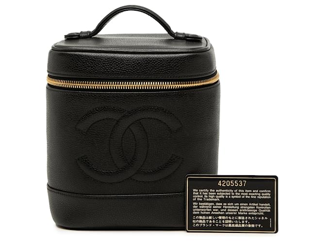 Borsa Vanity Chanel CC Caviar Nera Nero - vista 7