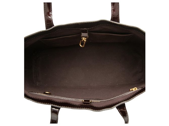 Borsa Tote Louis Vuitton Monogram Vernis Wilshire MM Viola Porpora - vista 4