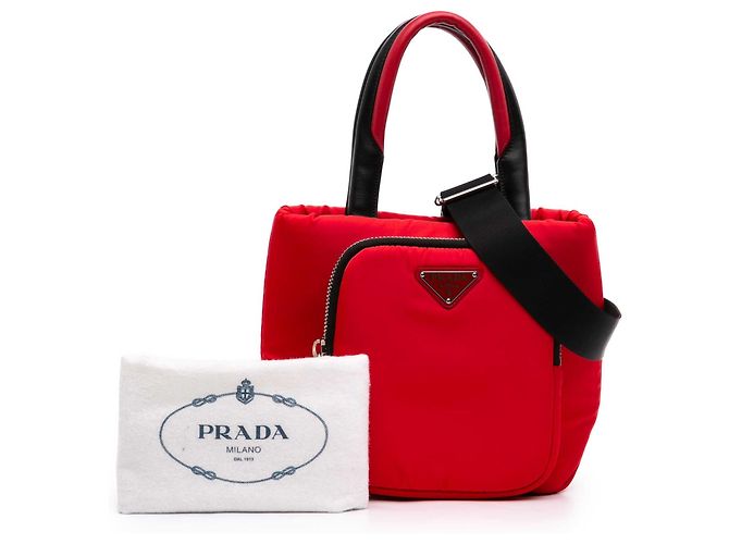 Borsa Tote Cargo Prada Small Tessuto con tasche, rossa Rosso - vista 7