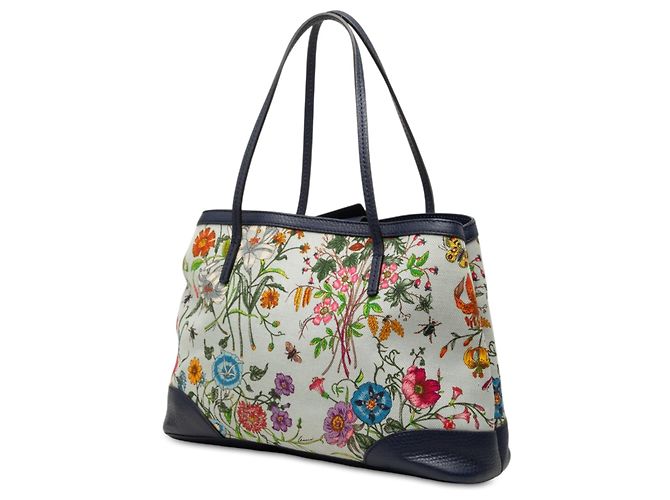 Tote Gucci Flora Medium in tela bianca Bianco - vista 2