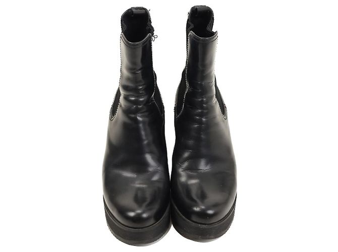 Stivaletti Chelsea platform in pelle nera Prada Nero - vista 2