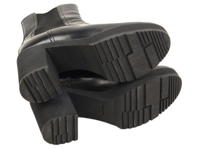 Stivaletti Chelsea platform in pelle nera Prada Nero - vista 4
