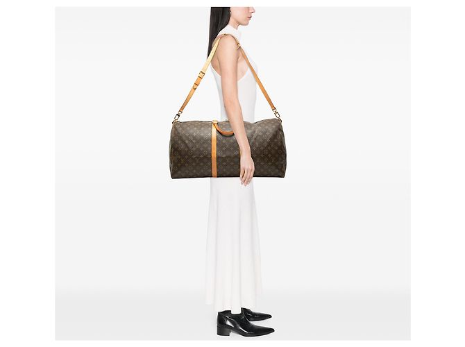 Borsa da viaggio Louis Vuitton Monogram Keepall Bandouliere 60 Marrone - vista 8