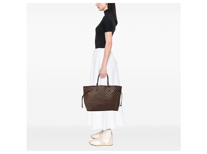 Borsa Tote Louis Vuitton Damier Ebene Neverfull GM Marrone - vista 7