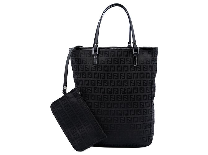 Borsa Tote Fendi Zucchino Canvas Nera Nero - vista 5