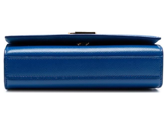 Borsa a tracolla Saint Laurent Kate Small Grain De Poudre Monogram Blu - vista 3