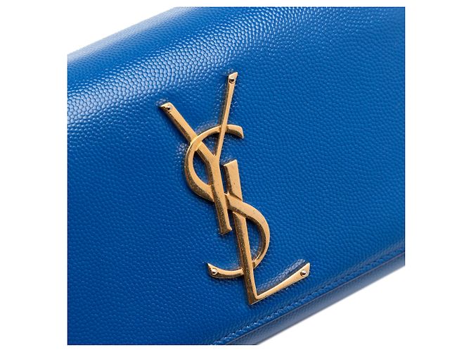 Borsa a tracolla Saint Laurent Kate Small Grain De Poudre Monogram Blu - vista 5