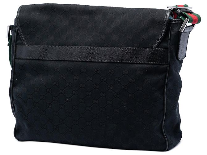 Borsa a tracolla con patta Gucci GG Canvas Web nera Nero - vista 2